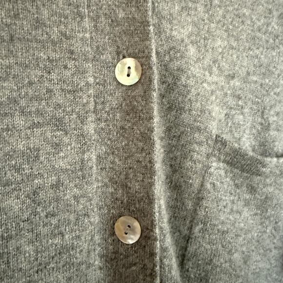 STEPHANIE ANDREWS | Gray Heather Cashmere Pocket Front Collared Cardigan Medium - Picture 4 of 5
